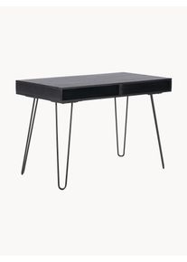 Psací stůl z masivního dřeva a kovu Tova Černá Dřevo, Masivní dřevo Š 110 cm, H 60 cm | Westwing Collection