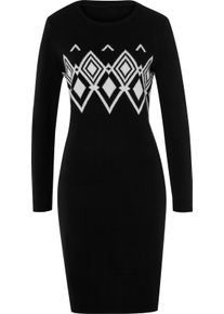 Damske Pletené šaty s norským vzorem černá-ecru ,velikost 48