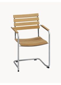 Weishäupl Weishäupl Ručně vyrobená zahradní židle z teakové dřeva Prato Hnědá, Stříbrná Dřevo, Kov, Masivní dřevo Š 60 cm, H 56 cm