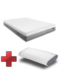 Sleezzz Premium viskoelastik yatak 140 x 200 cm, yükseklik 20 cm, sertlik seviyesi H2/H3, ters çevrilebilir saplı + Sleezzz Cool soğutma etkili yastık
