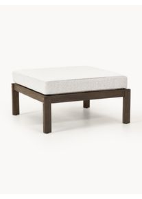 Bouclé zahradní stolička z akáciového dřeva Bo Hnědá, Bílá Dřevo, Látka, Masivní dřevo, Bouclé Š 72 cm, V 37 cm | Westwing Collection