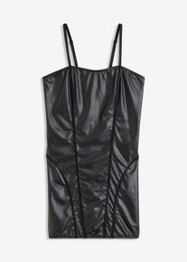 Šaty se vzhledem Wetlook | Černá | Vel. 40/42 (M) | umělá kůže| bonprix