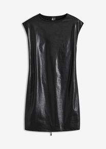Šaty se vzhledem Wetlook na zip | Černá | Vel. 44/46 (L) | bonprix
