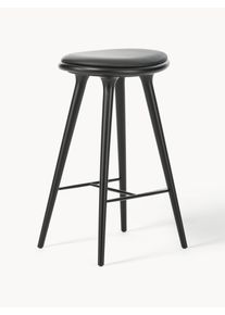 Mater Barová židle z bukového dřeva a kůže High Stool Černá Kůže, Dřevo, Masivní dřevo Š 45 cm, V 69 cm
