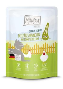MjAMjAM Chicks & Friends Katzenfutter mit Huhn & Zucchini, 6x300g