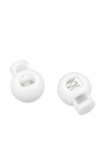 100 Brzdičky na šňůrky, otvor 8 mm, kulička, bílé, Nylon, bílá