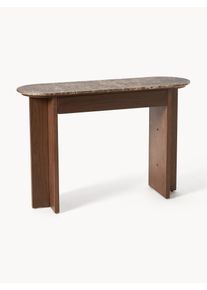 Dřevěný konzolový stolek s mramorovou deskou a zásuvkou Zumi Hnědá Dřevo, Mramor Š 120 cm, V 80 cm | Westwing Collection