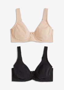 Nevyztužená hladká podprsenka s kosticemi s organickou bavlnou (2 ks v balení) | Černá | Vel. 95C | bonprix