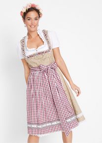 Dirndl se z&aacute;stěrou d&eacute;lka ke kolenům | b&eacute;žov&aacute; se vzorem | Vel. 34 | bonprix