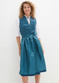 Dirndl a zástěra (2dílná souprava) v midi délce | Petrolejová | Vel. 38 | bonprix