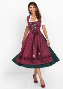 Kroj Dirndl s vyšívanou saténovou zástěrou (2dílná souprava) | Červená | Vel. 38| bonprix