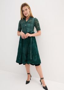 Kroj Dirndl s vyšívanou zástěrou (2dílná souprava) | Zelená | Vel. 38 | bonprix