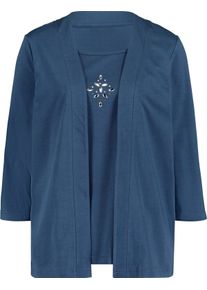 Damske Tričko 2 v 1 se vsadkou vpředu dž&iacute;nov&aacute; modr&aacute; ,velikost 54