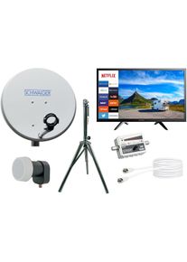 Schwaiger TVSET3 23,6" LED Smart TV Fernseher Triple Tuner Camping Sat-Anlage 1 Teilnehmer 45cm Single LNB Camping Wohnwagen
