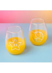 Super Mario - Star & Super Pilz Gläser 2er Set