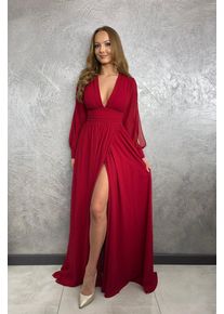 Červen&eacute; &scaron;aty s hlubok&yacute;m v&yacute;střihem Gloria