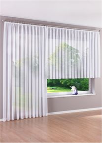 Záclona ze sablé s recyklovaným polyesterem | Bílá | Vel. 1 (v/š: 100/300 cm) | bonprix