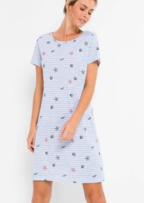 Krátká noční košile z čisté bavlny | Modrá | Vel. 56/58 (3XL) | bonprix