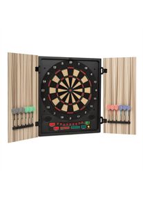 KLARFIT Dartmaster 180, béžový, terč na šipky, šipkový automat, měkký hrot, dvířka