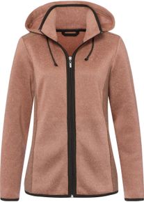 Damske Bunda z fleecov&eacute;ho &uacute;pletu s kapuc&iacute; růžov&eacute; dřevo-mel&iacute;r ,velikost 40