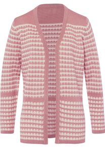 Damske Dlouh&yacute; pleten&yacute; kab&aacute;tek s proužkovan&yacute;m vzorem starorůžov&aacute;-&scaron;ampaňsk&aacute;-vzor ,velikost 44