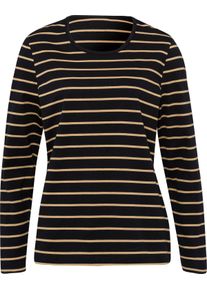 Damske Tričko s dlouh&yacute;m ruk&aacute;vem a vzorem z barven&eacute; př&iacute;ze velbloud&iacute;-čern&aacute;-proužek ,velikost 48
