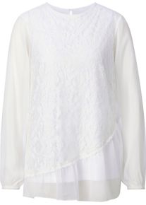 Damske Krajkov&aacute; halenka s průhledn&yacute;mi ruk&aacute;vy ecru ,velikost 48