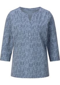 Damske Tričko s 3/4 ruk&aacute;vem a srd&iacute;čkov&yacute;m vzorem modr&aacute;-kouřov&aacute; modr&aacute;-potisk ,velikost 46