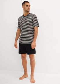 Tričko s výstřihem do V a šortky na spaní | Černá | Vel. 56/58 (XL) | bonprix