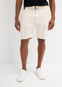 Cargo bermudy s podílem lnu a s páskem Regular Fit | Béžová | Vel. 50 | bonprix