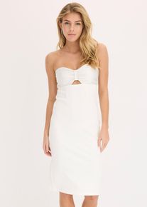 Bandeau šaty s lesklým saténem | Bílá | Vel. 36 | viskóza| bonprix