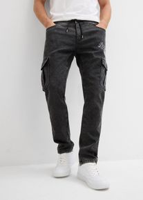 Strečové cargo džíny bez zapínání Regular Fit Tapered | Černá | Vel. 32 | bonprix