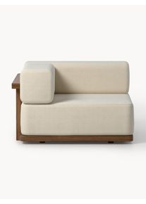 Zahradní rohový modul Matheus Béžová, Hnědá Látka, Masivní dřevo, Dřevo Š 110 cm, H 110 cm, levé rohové provedení | Westwing Collection