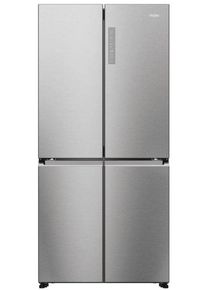 Haier HCR7818DNMM Stand Side-by-Side Kombination, 83,3 cm breit, 467 L, NoFrost, Humidity Zone, Urlaubsfunktion, Day Light LED, New Platinum Inox