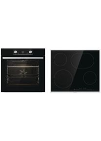 Gorenje Black Steam EEK: A Backofen-Set (BOSX6737E06BG+ECT43X) mit Glaskeramikkochfeld, 60 cm breit, 77 L, DC+, Kindersicherung, Grill, Timer, schwarz