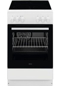 AEG CCB54090BW EEK:A Standherd mit Glaskeramikkochfeld, 50 cm breit, 57 L, 8 Beheizungsarten, Geschirrwagen, weiß
