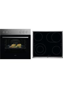 AEG KOMBI2025 EEK: A Herdset mit Glaskeramikkochfeld (OU5AE10CM + HE604062XB), 60 cm breit, 65 L, OptiFrame, Edelstahl Antifingerprint