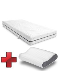 7-зонний в'язкопружний матрац Sleezzz Smart 90 x 200 см, висота 18 см, рівень жорсткості H3 з піною з повітряною пам'яттю + преміальна подушка з еф...