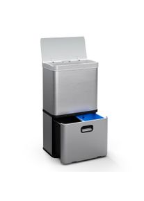 Klarstein Touchless, senzorový odpadkový koš, 56 l, z nerezavějící oceli, 3 koše, Soft-Close zavírání, napájen baterií, LED displej, časovač