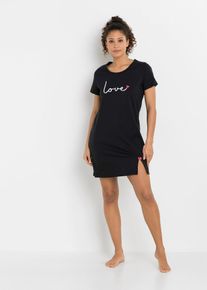 Noční košile s organickou bavlnou | Černá | Vel. 56/58 (3XL) | 100% bavlna| bonprix