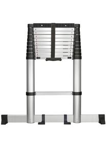 Toolcraft TO-7868814 Teleskopleiter Ausziehleiter 11 Sprossen Standhöhe max. 3,20m EN 131 klappbar Aluminium schwarz silber