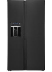 Exquisit SBS520-CF-040E Side-by-Side Stand-Kühl-Gefrierkombination 91cm breit 513 Liter NoFrost Ice-Maker Festwasseranschluss inoxlook dark