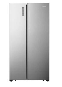 HISENSE RS677N4BID Side-by-Side Kühlschrank, 91cm breit, 519L, NoFrost, Super Kühlen, Super Gefrieren, LED Display, silber