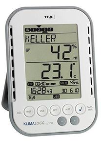 TFA Dostmann KlimaLogg Profi-Thermo-Hygrometer Digital-Wetterstation Luftfeuchtemessgerät Datenlogger Funk USB weiß
