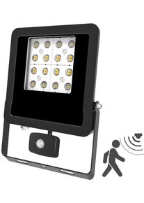 EVN Lichttechnik EVN PANTHERA LED Fluter, IP44, 30W, 3000K, 3450lm, 220-240V/AC, mit Bewegungsmelder, schwarz (LFE300902BM)