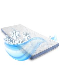 Soğuk sünger topper CloudComfort Cool 80 x 200 cm H2/H3, yükseklik 7 cm, sertlik seviyesi H2/H3, yaz ve kış tarafı ile 7 bölgeli topper