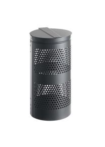 Odpadkový koš s víkem, pro venkovní použití, 38 l, ocel, šedý, tmavě šedá