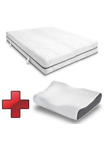 7 bölgeli viskoelastik yatak Sleezzz Smart 140 x 200 cm, yükseklik 18 cm, sertlik seviyesi H3, havalı hafızalı sünger + Sleezzz Premium jel yastık...