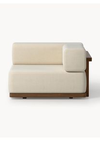 Zahradní rohový modul Matheus Béžová, Hnědá Látka, Masivní dřevo, Dřevo Š 110 cm, H 110 cm, pravé rohové provedení | Westwing Collection