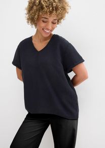 &Uacute;pletov&aacute; tunika z jemn&eacute;ho mu&scaron;el&iacute;nu | Čern&aacute; | Vel. 56 | 100% bavlna,mu&scaron;el&iacute;n| bonprix